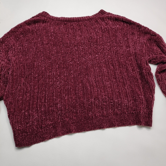 Wild Fable Chenille Crop Sweater Purple Burgundy L - Picture 5 of 7